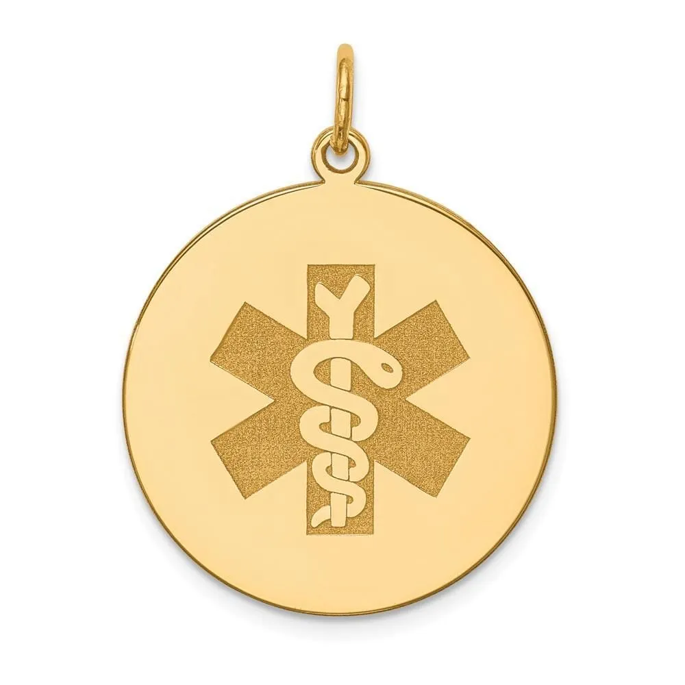 14k Yellow Gold Medical Alert Pendant