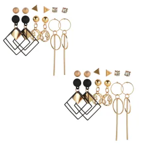 Combo of 12 Pair Gold Plated Studs and Hoop Earrings