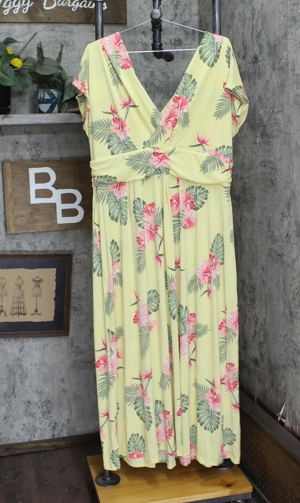 Global Chic By Iman Womens Boho Chic Maxi Dress with Head Wrap Yellow Floral 1XP