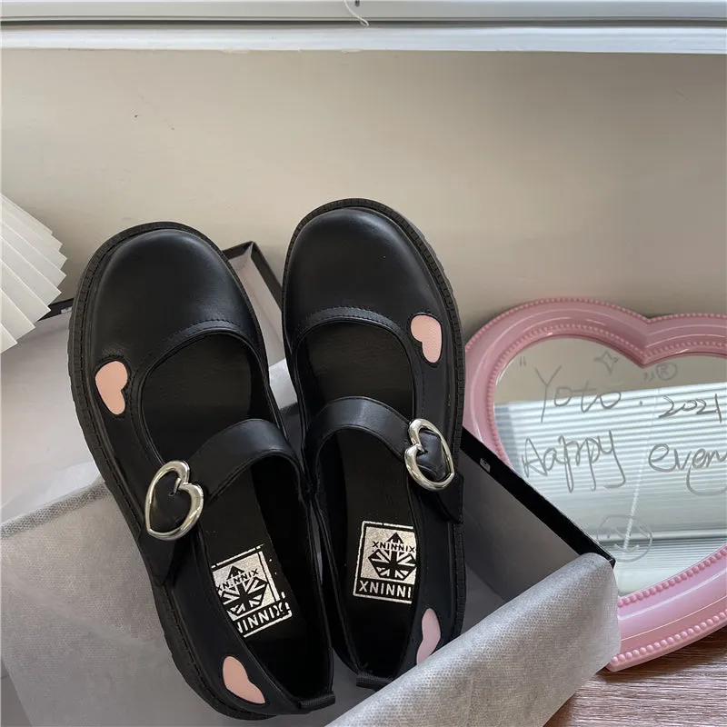 LOLITA LOVE PRINT BLACK LEATHER SHOES UB2756